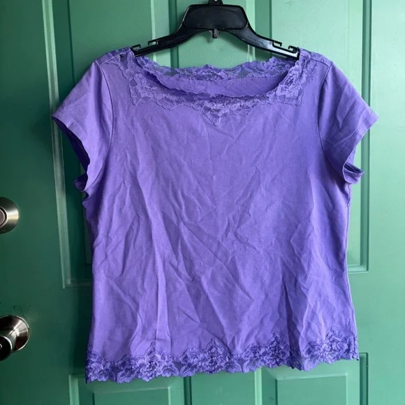 Coldwater creek large lace trim top - Picture 2 of 5